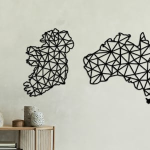 Cartes géométriques d'Irlande et d'Australie | Art mural