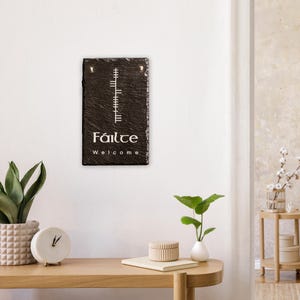 Cartello di benvenuto in stile Ogham Failte in Irlanda / Decorazione da parete o da tavolo