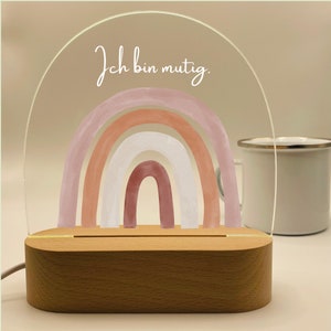 Nachtlicht Regenbogen Affirmation, Nachttischlampe mit Spruch Acryl, gemütliches Licht mit Affirmation, Lampe Selbstliebe, Geschenk Teenie