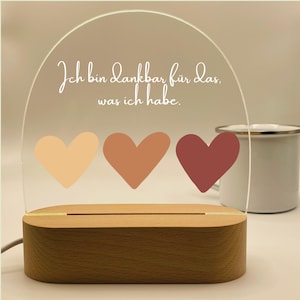 Nachtlicht Affirmation Herz, Nachttischlampe mit Spruch Acryl, gemütliches Licht Affirmation, Lampe Selbstliebe, Geschenk Teenie