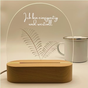 Nachtlicht Boho, Affirmation, Nachttischlampe mit Spruch Acryl, gemütliches Licht Affirmation, Lampe Selbstliebe, Geschenk Teenie