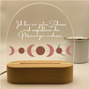 Nachtlicht Boho, Affirmation, Nachttischlampe mit Spruch Acryl, gemütliches Licht Affirmation, Lampe Selbstliebe, Geschenk Teenie Monde