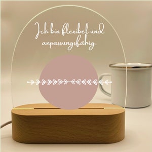 Nachtlicht Affirmation, Nachttischlampe mit Spruch Acryl, gemütliches Licht Affirmation, Lampe Selbstliebe, Geschenk Teenie Motivation