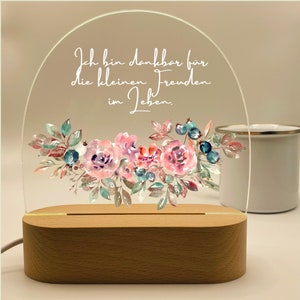 Nachtlicht Blume, Affirmation, Nachttischlampe mit Spruch Acryl, gemütliches Licht Affirmation, Lampe Selbstliebe, Geschenk Teenie