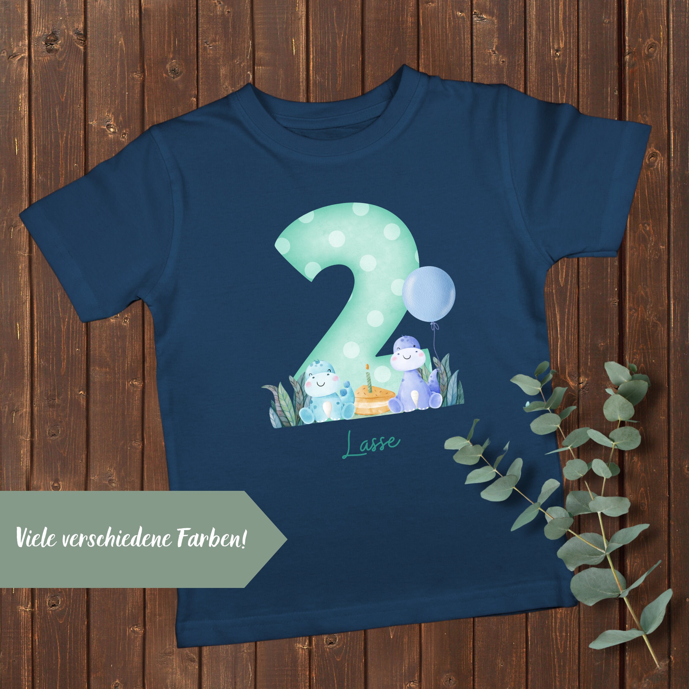 Kiddle-Design Dino Geburtstagsshirt Personalisiert T-Shirt Mit