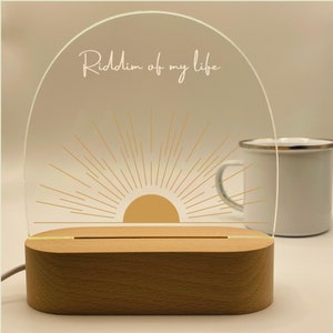Nachtlicht Riddim of my life, Nachttischlampe mit Spruch Acryl, gemütliches Licht, Lampe Boho, Geschenk Teenie