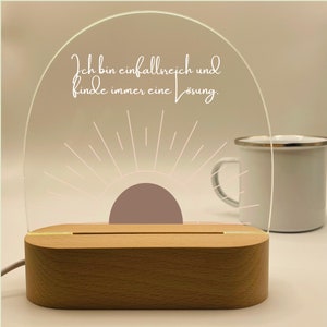 Nachtlicht Boho, Affirmation, Nachttischlampe mit Spruch Acryl, gemütliches Licht Affirmation, Lampe Selbstliebe, Geschenk Teenie Sonne