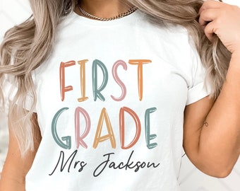 Personalized First Grade Teacher Shirt Customized Gift, 1st Grade Teacher Shirt, Custom Teacher Shirt, First Grade T-shirt, 1st Grade Tee