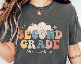Personalized Second Grade Teacher Shirt, Comfort Colors 2nd Grade Teacher Shirt, Custom Teacher Second Grade Shirt, 2nd Grade T-shirt Gift