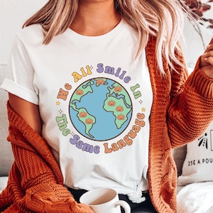 We All Smile In The Same Language Halloween Teacher Shirt, Pumpkin ESL Teacher Shirt, Bilingual Teacher Tshirt, Multilingual Teacher Tee