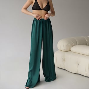 Palazzo pants| Wide leg pants| Palazzo| Trouser| Pants|Loose fit palazzo pants| Palazzo Pants| Green Pants