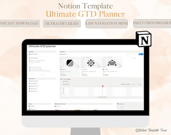Ultimate GTD Notion Template Planner | Task Manager, Project Tracker, Workflow Organizer, Next Action | Getting Things Done Notion Template