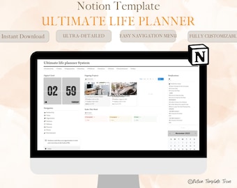 Ultimate Notion Template, Ultimate Life Planner, Comprehensive All-in-One Minimal Ultimate Notion Dashboard for Daily & Long-Term Planning
