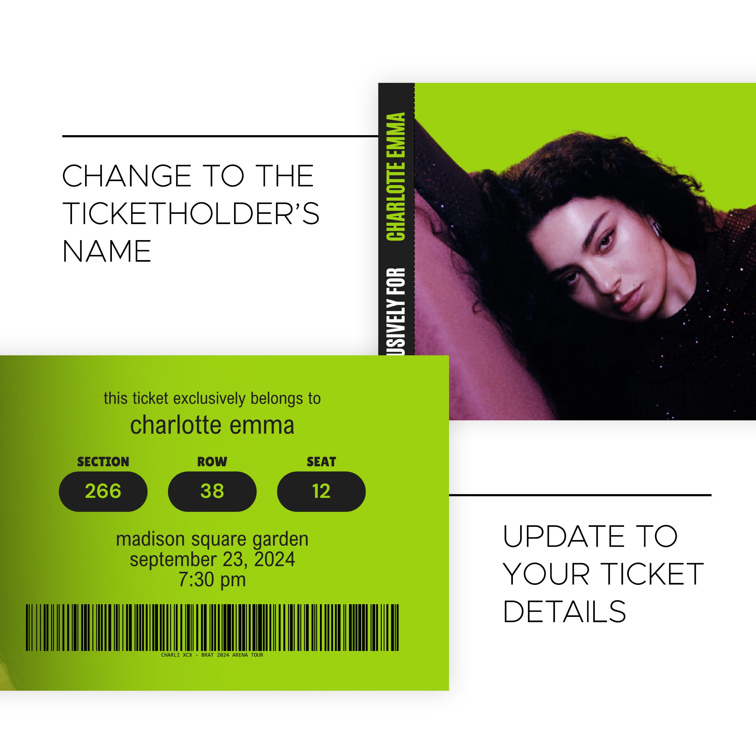 Charli Xcx Brat Tour Inspired Concert Ticket Printable Custom Event