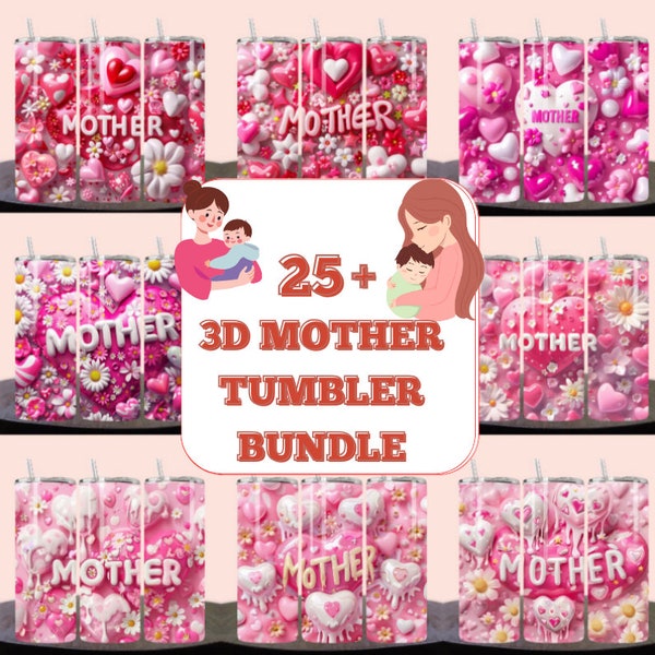 25+ Mother's 3D Sublimation Skinny Tumbler Bundle's, Mothers Tumbler 20oz Png, Mother Day Gifts, Mama Birthday, Digital Downloads