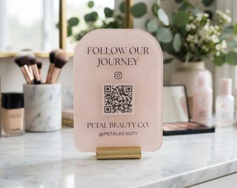 Custom QR Code Sign | Scan To Pay Acrylic Business Plate | Salon Table Signage