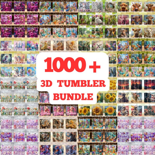 1000+ Mega Bundle 3D Tumbler Wraps Sublimation Designs, 20 oz Tumbler Wrap, Skinny Purple - Unicorn - Barbie - Highland Cow Tumbler Wrap