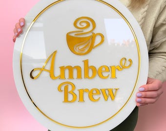 3D Custom Acrylic Logo Sign, Acrylic Business Sign, Custom Logo Sign, Business Logo Sign, Round Acrylic Sign, Personalized Sign, Wall Decor