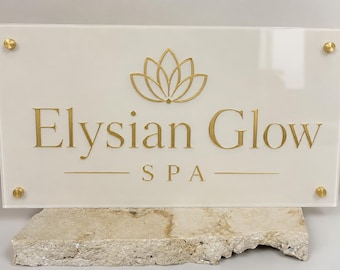 Round Business Logo Sign | Custom Acrylic Business Sign | Salon Decor | Reception Sign | Office Storefront | Wall Sign