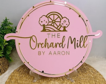 3D Custom Business Sign, Round Acrylic Logo Sign, Business Logo Sign, Acrylic Business Sign, Store Sign, Salon Sign