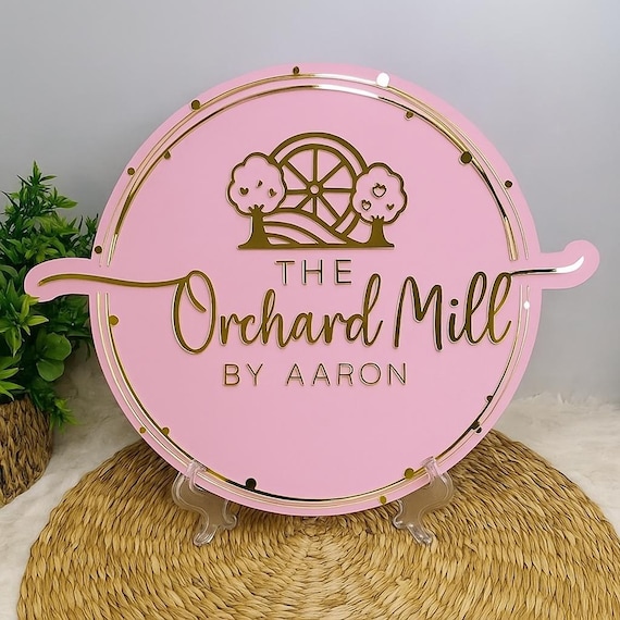 3D Custom Business Sign, Round Acrylic Logo Sign, Business Logo Sign, Acrylic Business Sign, Store Sign, Salon Sign