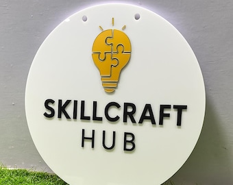 Benutzerdefinierte Acryl Geschäftsschild | Acryl Business Logo Schild| Acryl-Business-Büro-Türbeschilderung | Personalisierte Schilder für Geschäft | Kleines Büroschild