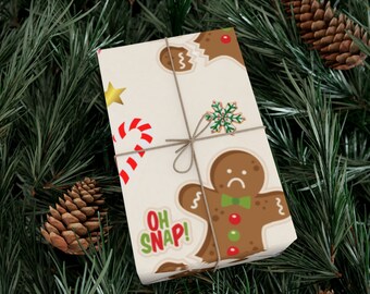 Whimsical Gingerbread Wonders: 'Oh Snap' Wrapping Paper Set – Unwrap the Magic of the Season!