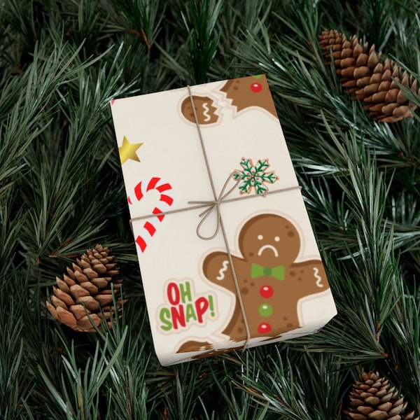 Whimsical Gingerbread Wonders: 'Oh Snap' Wrapping Paper Set – Unwrap the Magic of the Season!