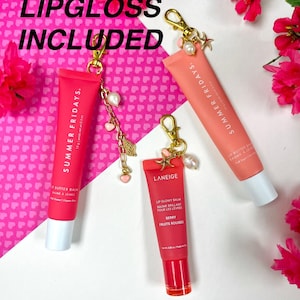 Lip gloss keychain/charm lip balm/Summer Fridays lip balm/bag charm/Laneige lip balm/lip balm with charm included