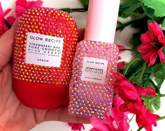 bedazzled custom glow recipe skincare/limited edition/glow recipe/gift for her/bedazzled gifts/aesthetic skincare/rhinestone skincare