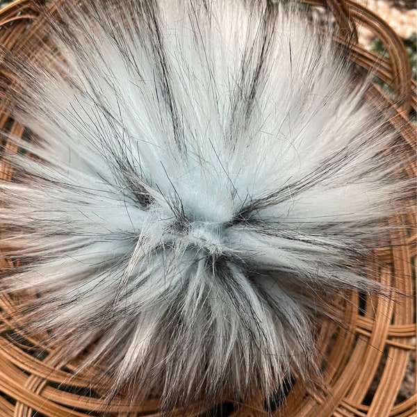 Blue Shadow Faux Fur Pom Pom for Hats or Beanies