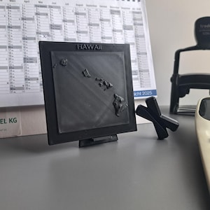 Modelo 3D do Terreno do Havaí | Decoração de Mesa Exclusiva | Escultura de Paisagem de Ilha | Decoração de Casa Inspirada na Natureza | Presente de Aventura e Decoração de Viagem