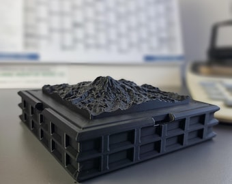 3D Nature Relief Desk Box | Organizer with Interchangeable Mountain Lids | Minimalist Gift for Outdoor & Travel Fans | Fuji, Everest, Alps
