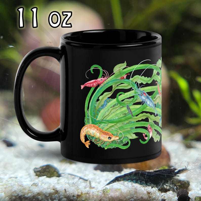 Shrimp Mug with Watercolor Plants - Thumbnail 2
