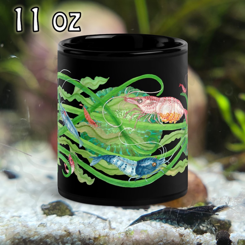 Shrimp Mug with Watercolor Plants - Thumbnail 3