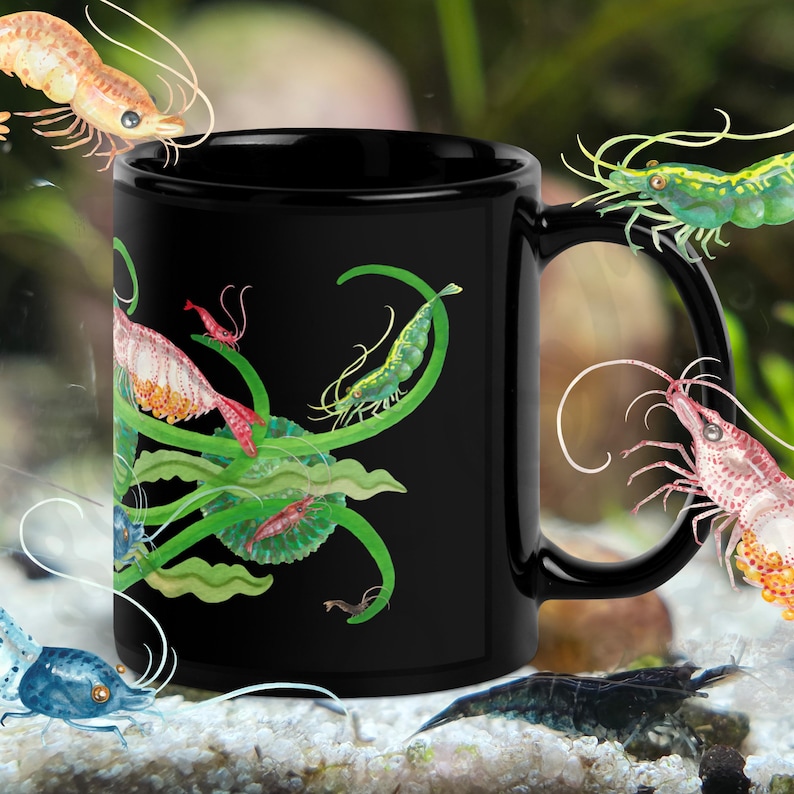 Shrimp Mug with Watercolor Plants