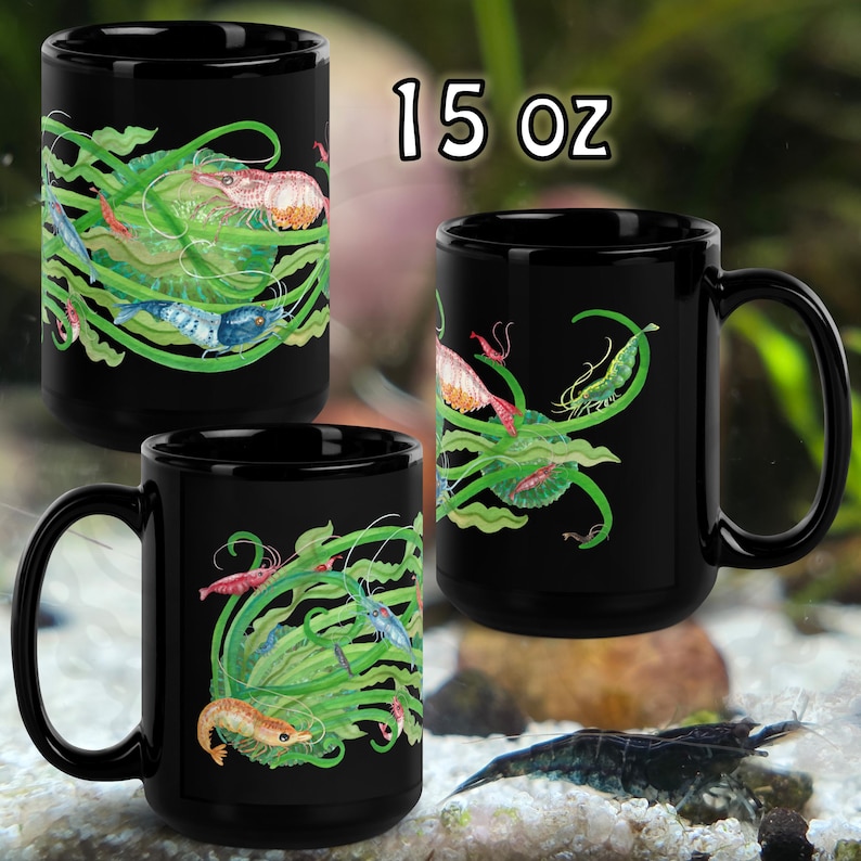 Shrimp Mug with Watercolor Plants - Thumbnail 4