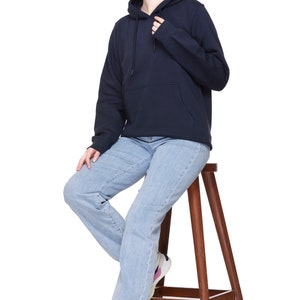 Girls Heavy Blend Navy Hooded Sweatshirt, Plain Hoodie, Blank Hoodie.