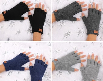 Thermal FINGERLESS GLOVES Unisex Mens Women Knitted Warm Winter