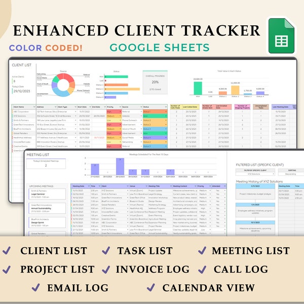 Client Tracker, CRM Lead Tracker, Small Business Template, Google Sheets Business Tracker, Business Planner, Business Spreadsheet, Invoice