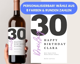 Personalisiertes Weinetikett runder Geburtstag, Geburtstagsgeschenk personalisiert, Weinflaschen Etikett runder Geburtstag, Weinliebhaber