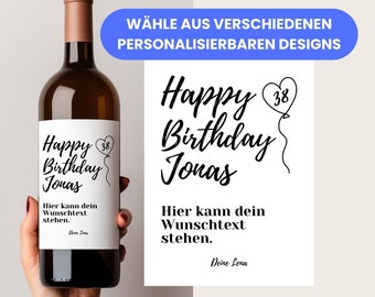 Geburtstagsgeschenk mit Zahl, personalisiertes Weinetikett Geburtstag mit Jahr Angabe, Individuelles Geschenk Geburtstag, Weinliebhaber