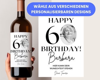 Runder Geburtstag Geschenk, personalisiertes Weinetikett, Geburtstagsgeschenk Weinliebhaber, Weintrinker, 40., 50., 60., 70., 80. Geburtstag