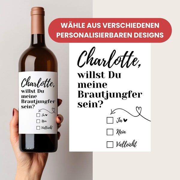 Frage Brautjungfer, Wein Etikett personalisiert, Willst du meine Brautjungfer sein, Hochzeit Brautjungfer, Brautjungfer Geschenke