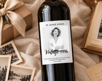 Personalized wine bottle label with photo & custom text - small birthday gift | Birthday gifts - photo gifts