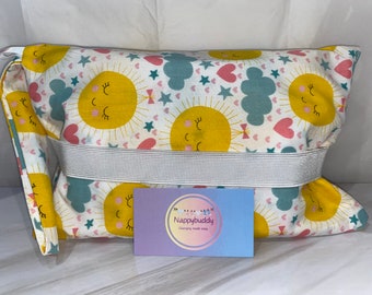 Nappybuddy, nappy pouch the grab-and-go essential baby changing bag, water poof pockets, space for all your baby essentials.