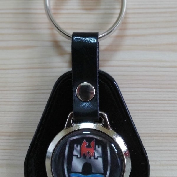 VOLKSWAGEN (Colour Wolfsburg Castle)  - Vintage style leather key fob / key chain