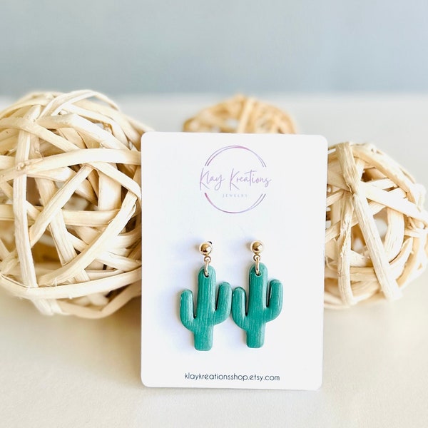 Cactus Earrings, Saguaro Cactus Jewelry, Southwestern Collection,  Handmade Lightweight Polymer Clay