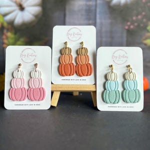 Stacked Pumpkin Earrings - Ombre Pumpkin Autumn Earrings - Fall, Halloween, Thanksgiving Earrings - Polymer Clay - Nickel Free - Handmade