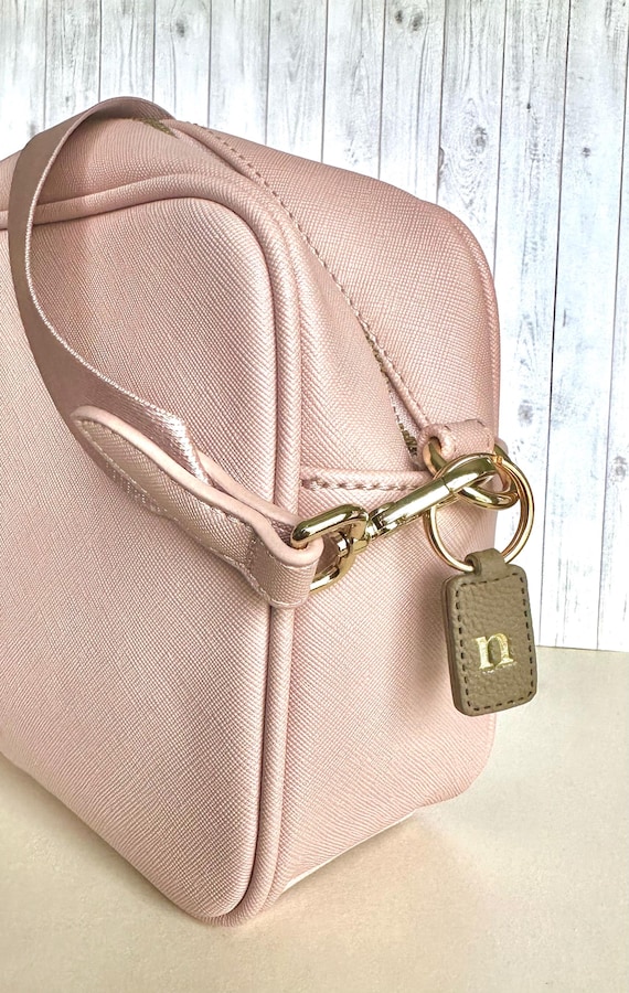 Personalized Faux Leather Key Ring: Polymer Clay Initial Keychain